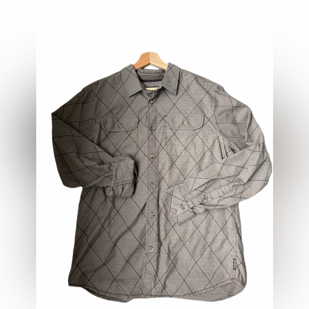 Prana Button-Up Shirt with collar - Gray taupe brown